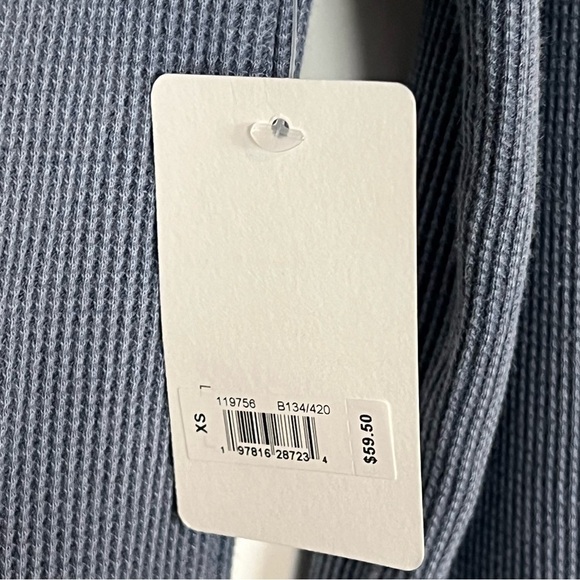 NWT Lucky Brand Embroidered Yoke Henley Top long sleeve Stone Wash Blue XS - Picture 6 of 6